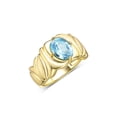 thumbnail image 3 of RYLOS Bagues pour Femmes Bague en Argent Plaqué Or 14K Solitaire Pierre Précieuse Ovale 9x7 mm Finition Satinée Jonc Topaze Bleue de Décembre Taille 7, 3 of 7