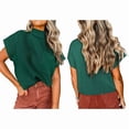 thumbnail image 2 of Women'S Solid Sleeveless Vest Mock Neck Cap Sleeve Knitwear Sweater Tops Green S, 2 of 6