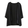 thumbnail image 2 of Women Beach Casual Half Sleeve Sheer Cardigans, Solid Color Long Sleeve Wide Neck Cover-Up Women's Cardigan Black, 2 of 4