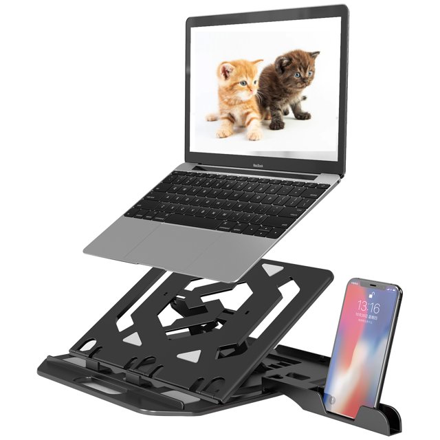 Soporte para Laptop y Teléfono Celular con Base Giratoria y Altura Ajustable | AMORETO Amoreto Plegable