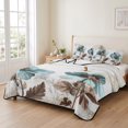thumbnail image 2 of Queen Quilt Set 90''x96'', Vintage Flowers Lightweight Summer Bedspread Coverlet Set with 2 Pillow Shams, Teal Blue Floral Nature Butterfly Breathable All Season Quilt Bedding for Bedroom/Guest Room, 2 of 9