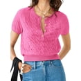 thumbnail image 4 of LANGWYQU Short Sleeved Women Henley Knit Tops Knit Blouse, 4 of 5