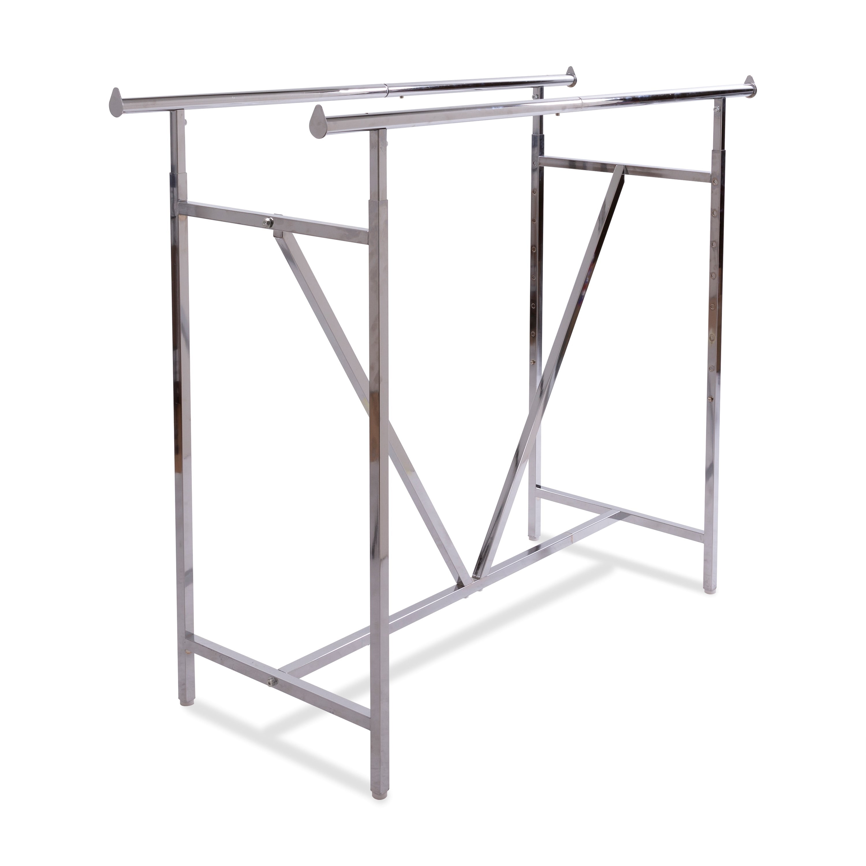 Commercial Heavy Duty Clothing Garment Rolling Collapsible Rack Double-Bar Steel 