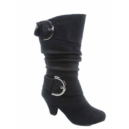 

Auto 8k Youth Girl s Kid s Zipper Low Heel Round Toe Buckle Dress Boot ( Black 13 )
