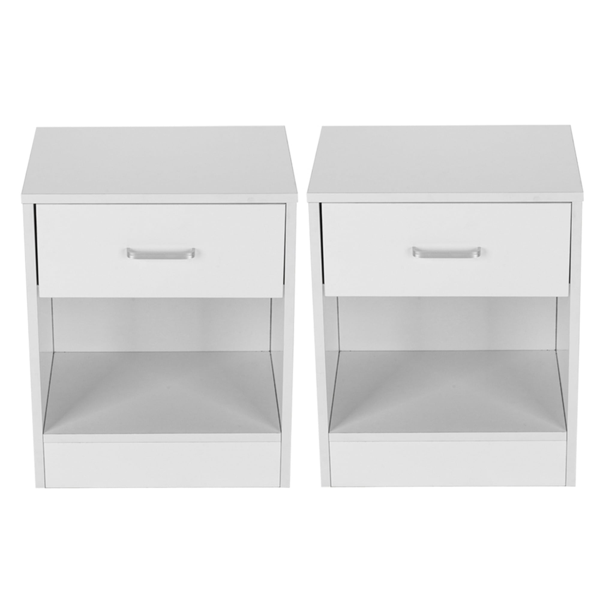 Kepooman 2pcs Night Table, Nightstand Side Table with Drawer for Living Room, White