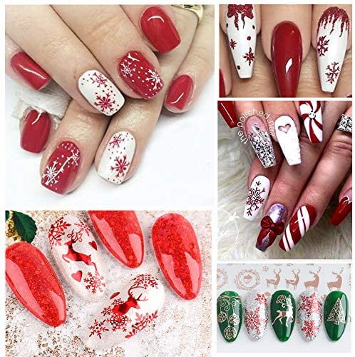 3d Christmas Nail Art Charms Kit Festive Styles Red White - Temu