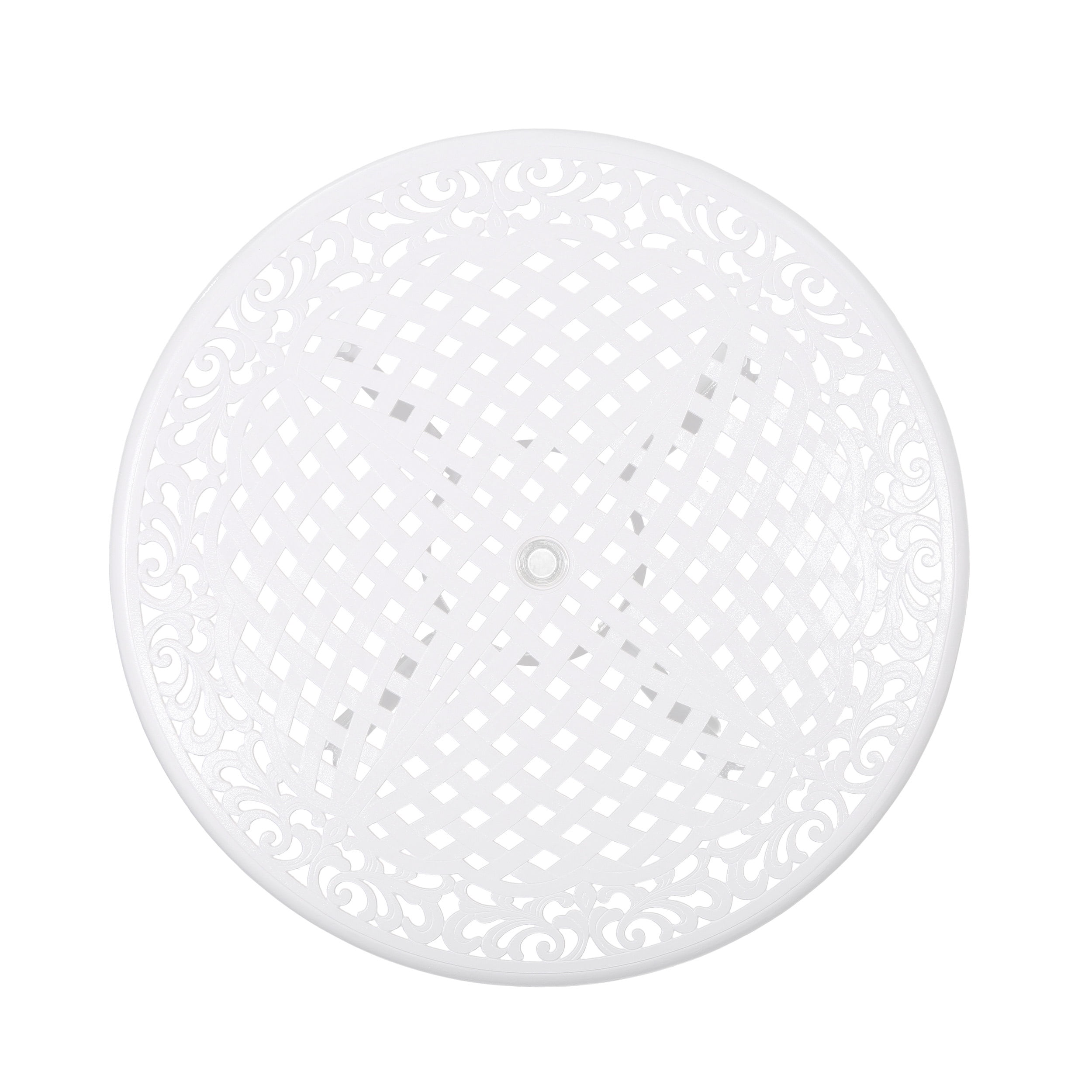 Outdoor Cast Aluminum Round Dining Table 48 Inch, Large Leisure Desktop for Patio Garden, White