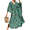 Blue With Leopard Spots, variant on Women's Dress Summer Long Sleeve V-Neck Loose Flowing Print Bohemian Maxi Dress Free Size