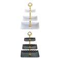 thumbnail image 1 of 2 uds soporte para cupcakes de 3 niveles, plato para servir pasteles, estante para aperitivos, negro + blanco, 1 of 9