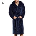 thumbnail image 1 of Smilepp Men Nightgown Winter Hooded Robe Pocket Long Sleeve SPA Bathrobe, Blue, L, 1 of 9