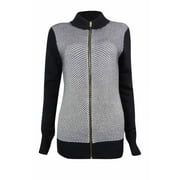 Charter Club Women's Textured Zip-Front Sweater (PP, Deep Black Combo)