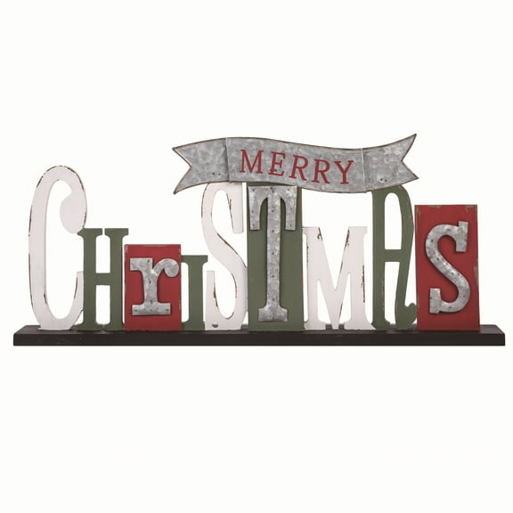 Transpac 28.25 in Multicolor Christmas Merry Variety Letter Sign Decorative Wood Letters for Holiday Decor