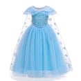 thumbnail image 1 of Vestido de princesa con capa larga de malla y lentejuelas de manga larga para niños, 1 of 5