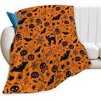 Halloween Blanket Soft Warm Cozy Ghost Skeleton Spider Web Throw Blanket Fuzzy Plush Black Cat Fleece Flannel Thanksgiving for Kid Adult Women Couch Sofa 60"x50"