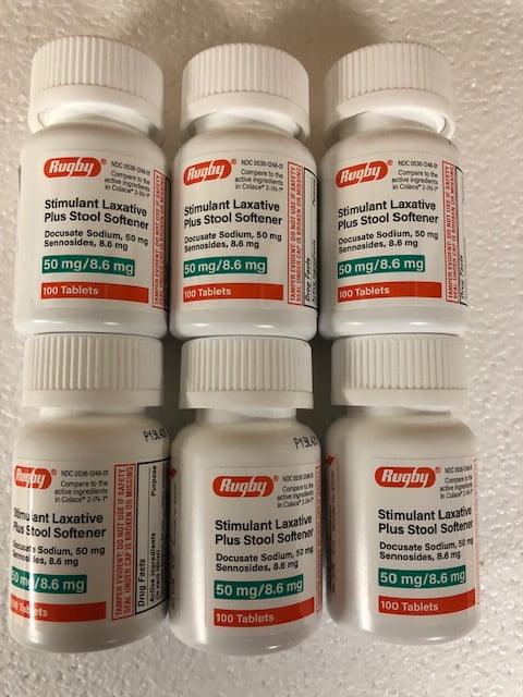 Senna Plus RUGBY® DOCUSATE SODIUM 50MG & SENNA 8.6MG 100CT X 6 BOTTLES
