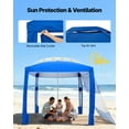 thumbnail image 4 of VEVOR Beach Cabana, 8 x 8 ft Beach Canopy with Side Wall, UPF 50+ Protection Easy Setup Cabana Tent with Sand Pockets, Adjustable Height Portable Shade Sun Shelter Umbrella for Family & Friends, Blue, 4 of 9