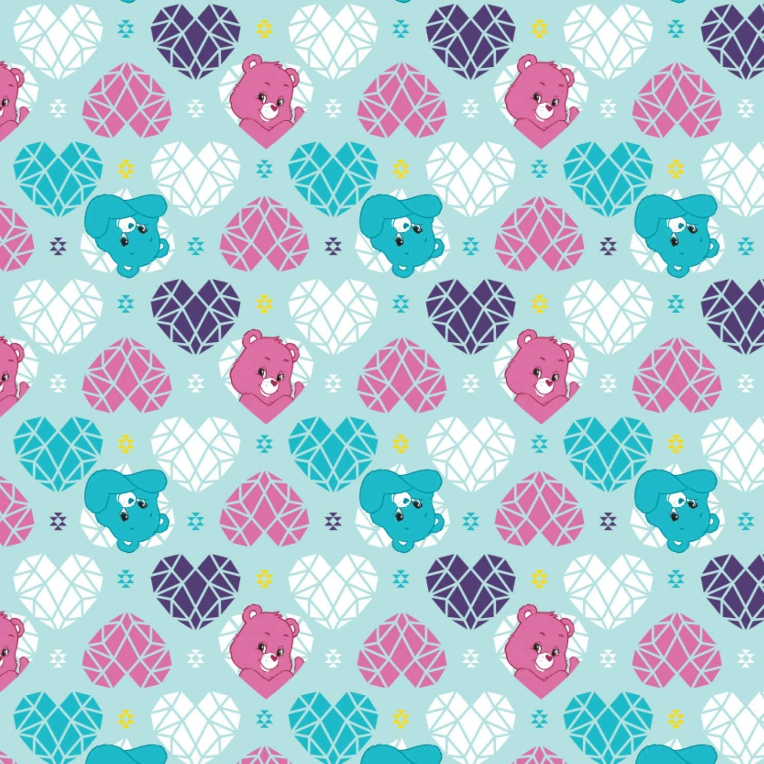 SHINE BRIGHT TOSSED BEARS Teal Turquoise 100% cotton fabric by the yard 