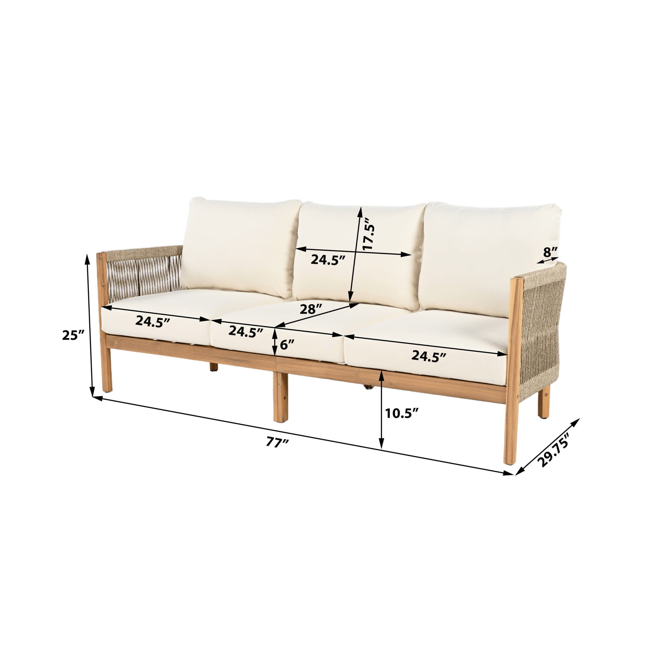 Christopher Knight Home Boho 5 Pieces Patio Conversation Set, Outdoor Rattan Rope-Woven Sofa Set, Beige