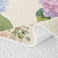 thumbnail image 5 of Manfei Chic Hydrangea Floral Quilt Full, Garden Flower Butterfly Full Bedspread Sets, Blush Pink Blue 3 Pieces, 1 Coverlet and 2 Pillowcases, 5 of 7