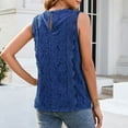 thumbnail image 4 of RYRJJ Womens Tank Tops Sleeveless Floral Lace Embroidery V-Neck Loose Fit Casual Summer Cami Shirts Dressy Tunic Blouse(Blue,L), 4 of 4
