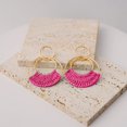 thumbnail image 5 of Raffia Hoop Earrings for Women Girls Fun Boho Summer Beach Earrings Lightweight Handmade Straw Wicker Rattan Dangle Earrings Statement Geometric Round Drop Earrings, 5 of 5
