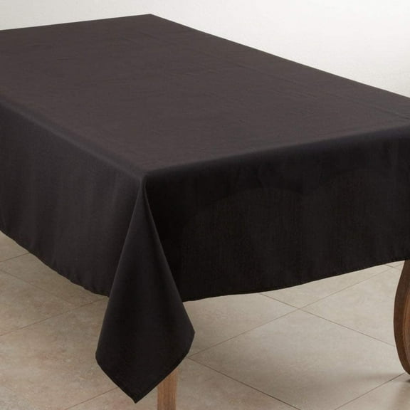 Fennco Styles Classic Everyday Design Solid Color Tablecloth 90" W X 156" L - Black Table Cover for Home Décor, Baquets, Family Gathering and Special Occasion