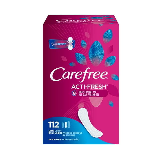 Carefree Acti-Fresh Long Pantiliners, Unscented, 112 Ct | 2 Packs - 224 counts total