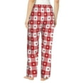 thumbnail image 3 of Uemuo Red Plaid Daisy Pattern Women's Wide Leg Palazzo Lounge Pants with Pockets Light Weight Loose Comfy Casual Pajama Pants-XX-Large, 3 of 9