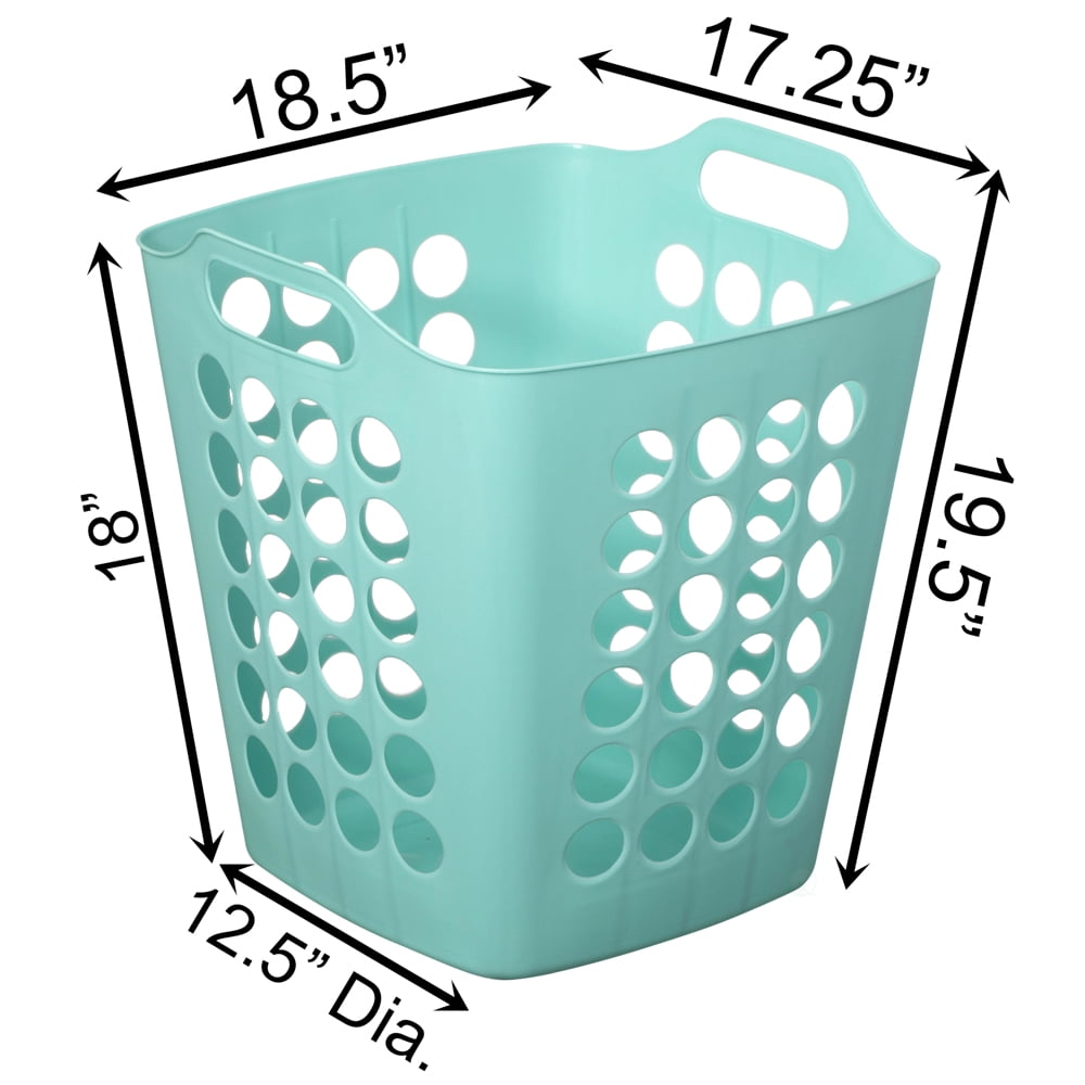Flexible Plastic Laundry Basket - Square Storage Hamper with Side Handles for Easy Carrying - Versatile Organizer for Laundry, and Household Storage, Green 50 Litter