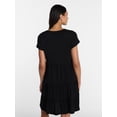 thumbnail image 3 of Time and Tru Women's Tiered Cotton Mini Dress with Short Sleeves, Sizes XS-XXXL, 3 of 5