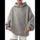 thumbnail image 1 of Sudadera Holgada de Larga con Capucha para Mujer, Estilo Informal, para Otoño e Invierno. Gris XL, 1 of 7