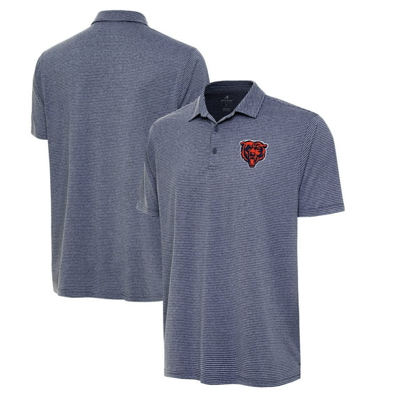 Men's Antigua Heather Navy Chicago Bears Bear Logo Scheme Polo