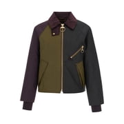 Barbour Short Color Block Jacket With Corduroy Collar And Zipper Details Women's