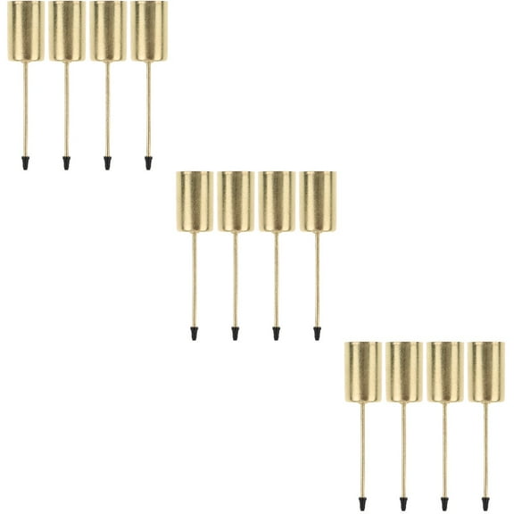 HOMEMAXS 12 pcs  Candle Holder Stakes Metal Candle Cup With Spike Small Taper Candle Stand Stakes