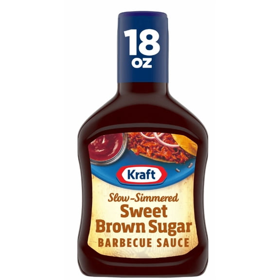 Kraft Sweet Brown Sugar Slow-Simmered Barbecue BBQ Sauce, 18 oz Bottle (Pack of 4)