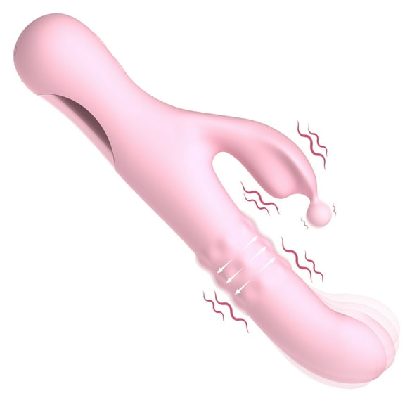 10 Vibrating & 10 Flapping Modes G-Spot Vibrator with Dilate Feature,Women Rabbit Vbrator Dildo,Adult Sex Toys for Female-Pink