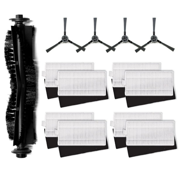 Accesorios para robot aspirador iHome Autovac Nova S1 2.ª generación/Nova S1 Pro. Repuestos para aspiradoras BObsweep Dustin/UltraVision/Orb-i (13 piezas: cepillo principal, 4 cepillos laterales y 8 f