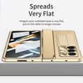thumbnail image 4 of SaniMore for Samsung Galaxy Z Fold 6 Folding Magnetic Hinge Protection Case with Tempered Glass Film, PU Leather Cover with Wireless Charging & Kickstand Full Body Protective Shell, Gold, 4 of 8