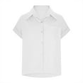 thumbnail image 5 of Qetyuw Womens Button Down Cropped Shirts Elegant Rolled Short Sleeve Tshirts Casual Solid Lapel Blouses with Chest Pocket Basic Lightweight Baggy Tops, 5 of 7