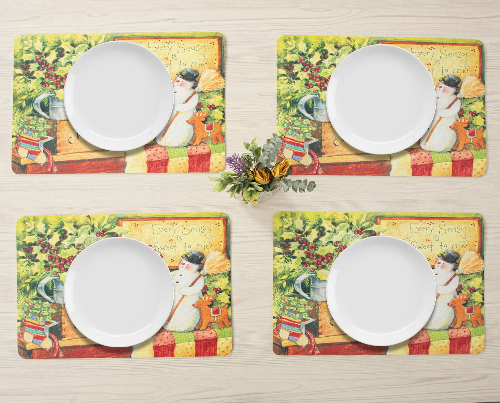 RAY STAR Placemats Set of 4, Vinyl Washable Wipeable Place Mats-12inx18in, Heat Resistant Waterproof Place Mat