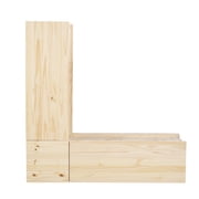 Linon Troyin Rustic Backless Corner Nook with Storage in Solid Unfinished Pine