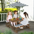thumbnail image 4 of Gymax Kids Wood Picnic Table and Bench Set w/ Cushions Umbrella for Indoor Outdoor Blue, 4 of 10