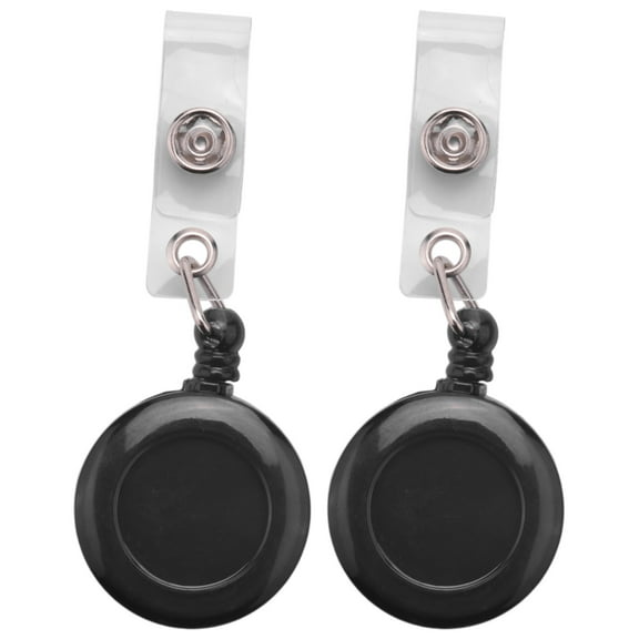 2X Retractable Yo Key Ring PULL CHAIN Belt Clip ID CARD Holder Ski Pass - Black