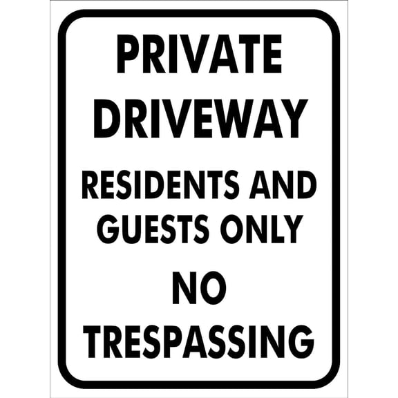Private Driveway Residents And Guests Only No Trespassing Metal Tin Sign, 8 x 12 Inch, Warning Caution Notice for Yard, Office, Outdoor and Indoor Safety