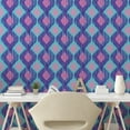 thumbnail image 3 of Ambesonne Ikat Peel & Stick Wallpaper for Home, Tribal Abstract Ogee Shapes, 13"x72", Purple Sky Blue and Pink, 3 of 6