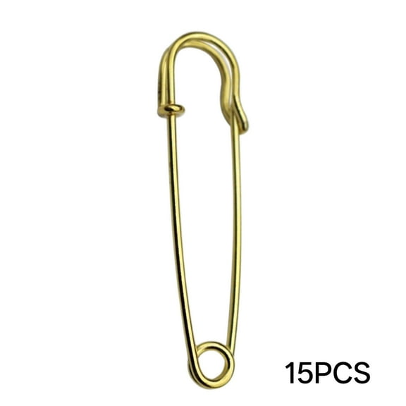 DESIGNICE 15Pcs Safety Pins,Extra-Large Design Safety Pins,Large Items Large Safety Pins,Gold-1