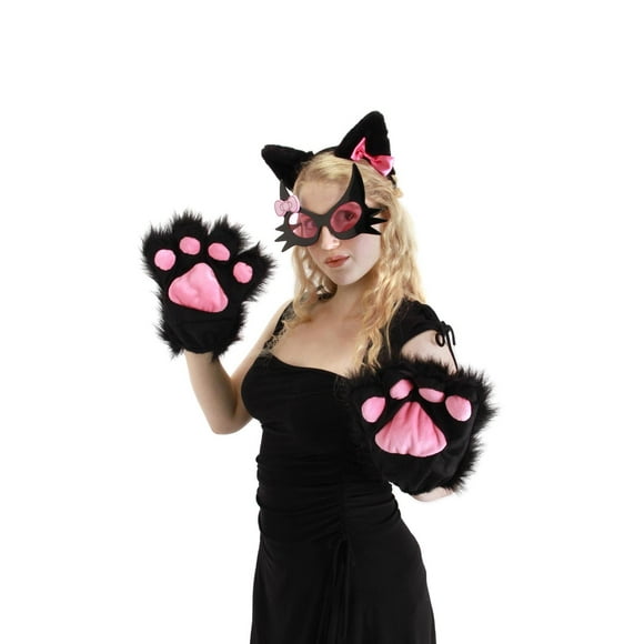 Pretty Kitty Costume Glasses Adult: Black & Pink One Size