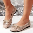 thumbnail image 2 of HEWUQI Women's Mary Jane Flats Foldable Shining Glitter Ballet Shoes Wide Toe Box Comfortable Slip on Footwear for Casual Travel Barefoot Beige Size 6, 2 of 5