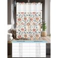 thumbnail image 6 of No Hook Shower Curtain with Snap in Liner Retro Floral Shower Curtain -Fabric Waterproof Inner Liner, Red Vintage Flower Branches Shower Curtains Washable 72"x84", 6 of 9