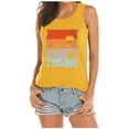 thumbnail image 3 of haizhen Racerback Tank Tops for Women Loose Fit Evening Sun Palm Tree Printed Sleeveless Athletic Running Vest Casual Summer Workout Clothes Yellow, XL, 3 of 5